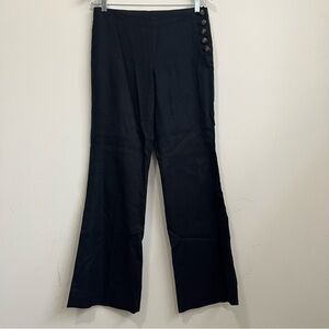 Elevenses Anthropologie Black Linen Blend Sailor Wide Leg Trousers Pants Sz 4